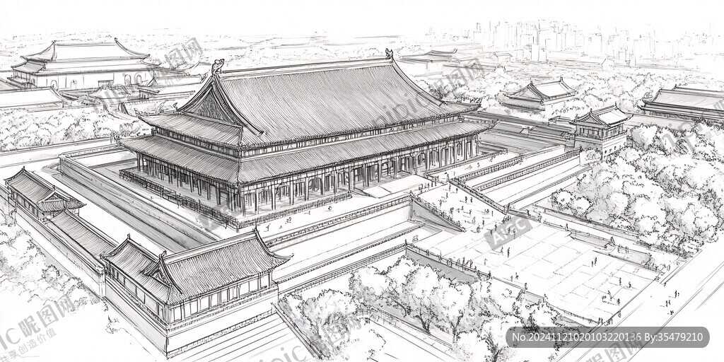 故宫全景线稿