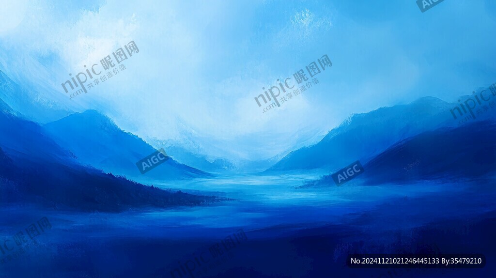 蓝调意境画