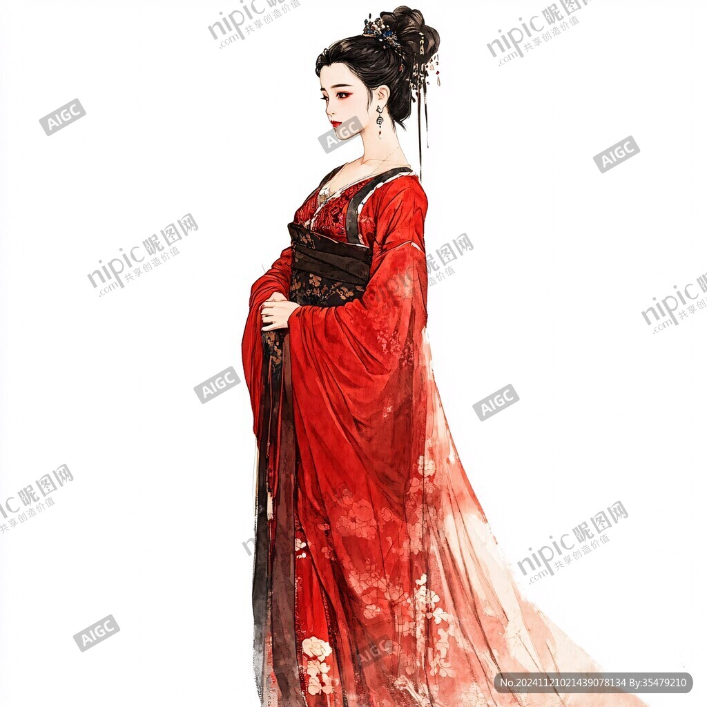 红衣少女设计古风