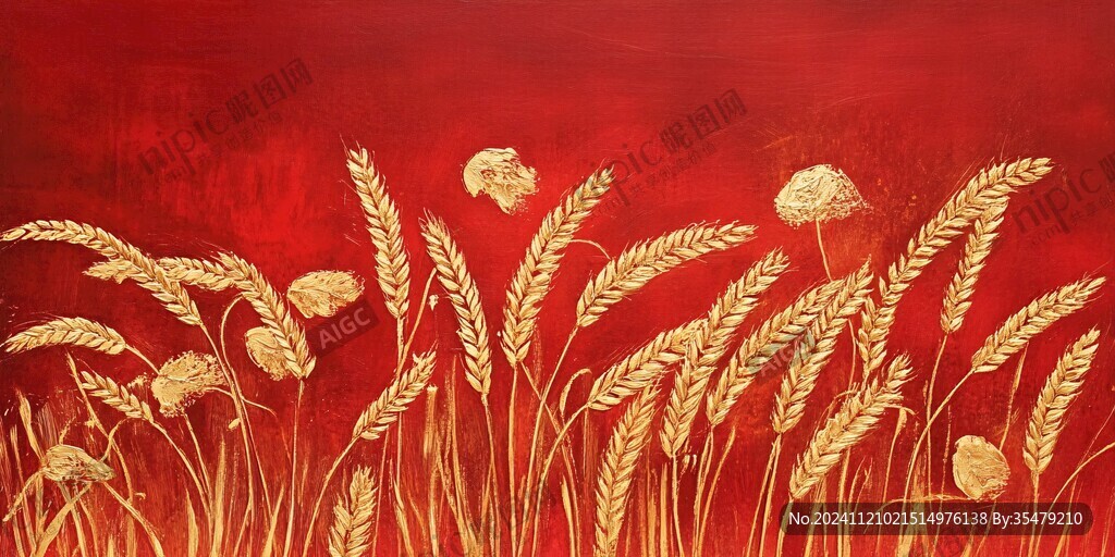 麦穗油画