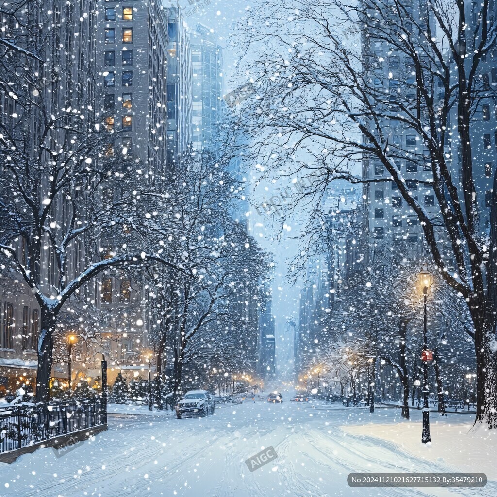 雪花雪景城市