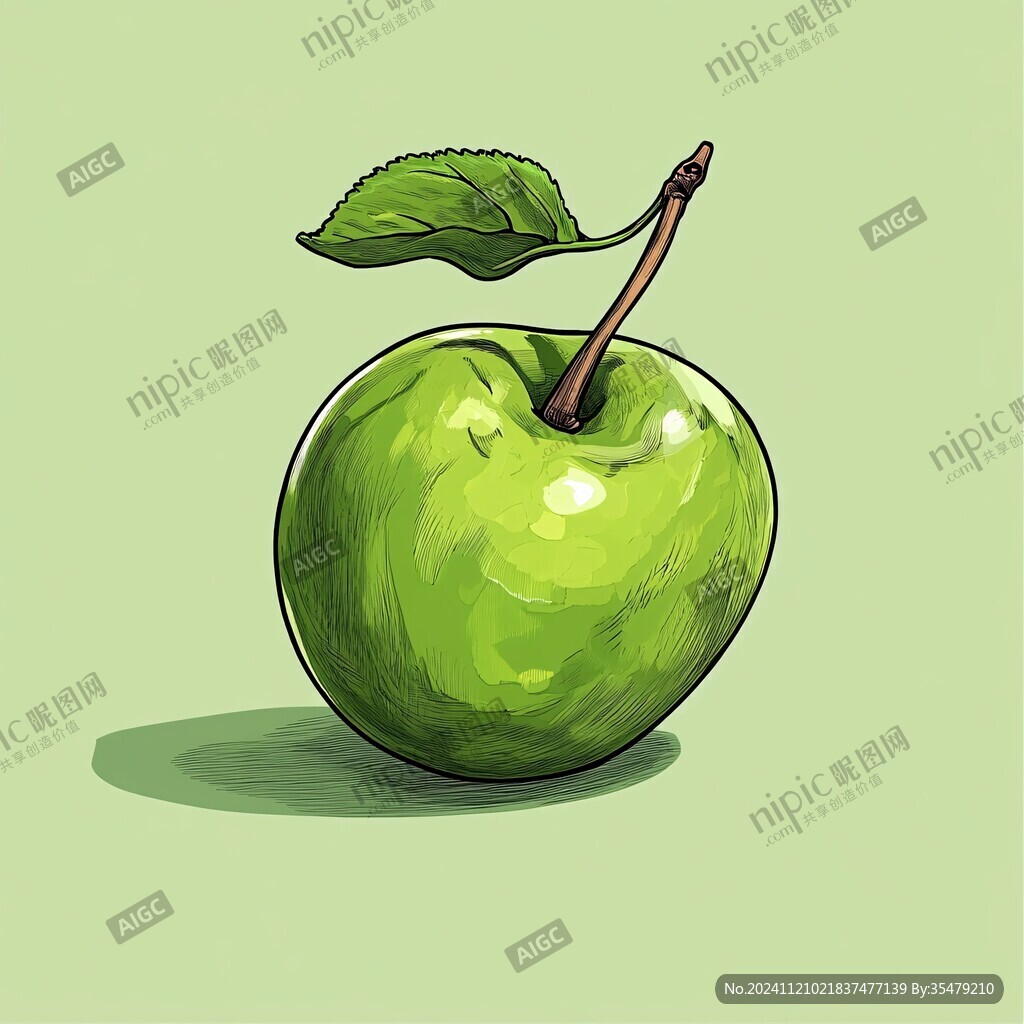 绿色苹果插画