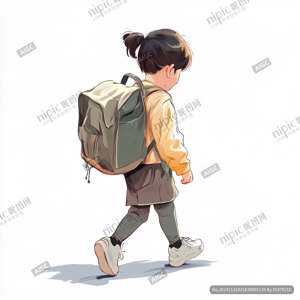 背书包的卡通小孩