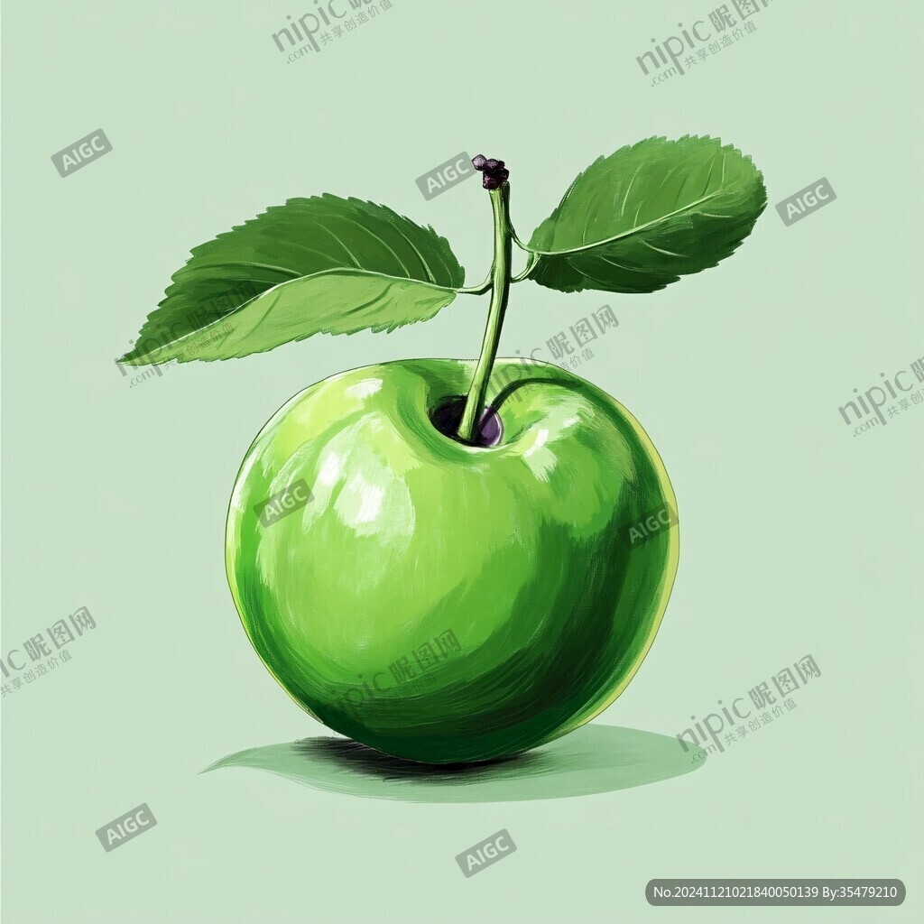 绿色苹果插画