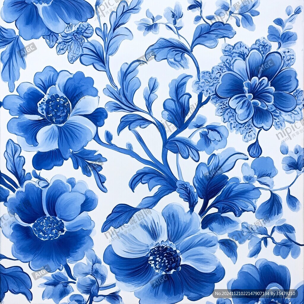 青花瓷手绘花卉