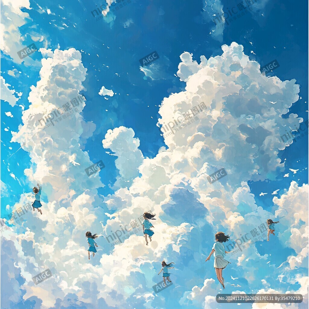 浪漫动漫洁白云朵
