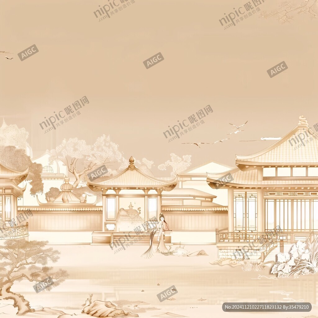 横店插画宣传背景素材