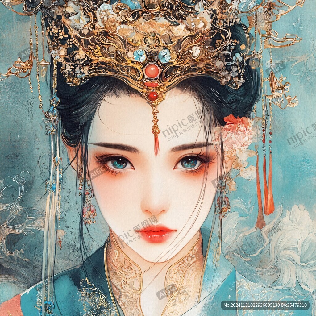 古风美女头像插画封面