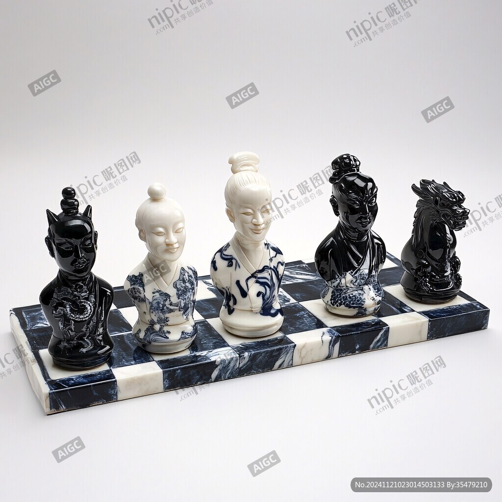 泥塑下棋