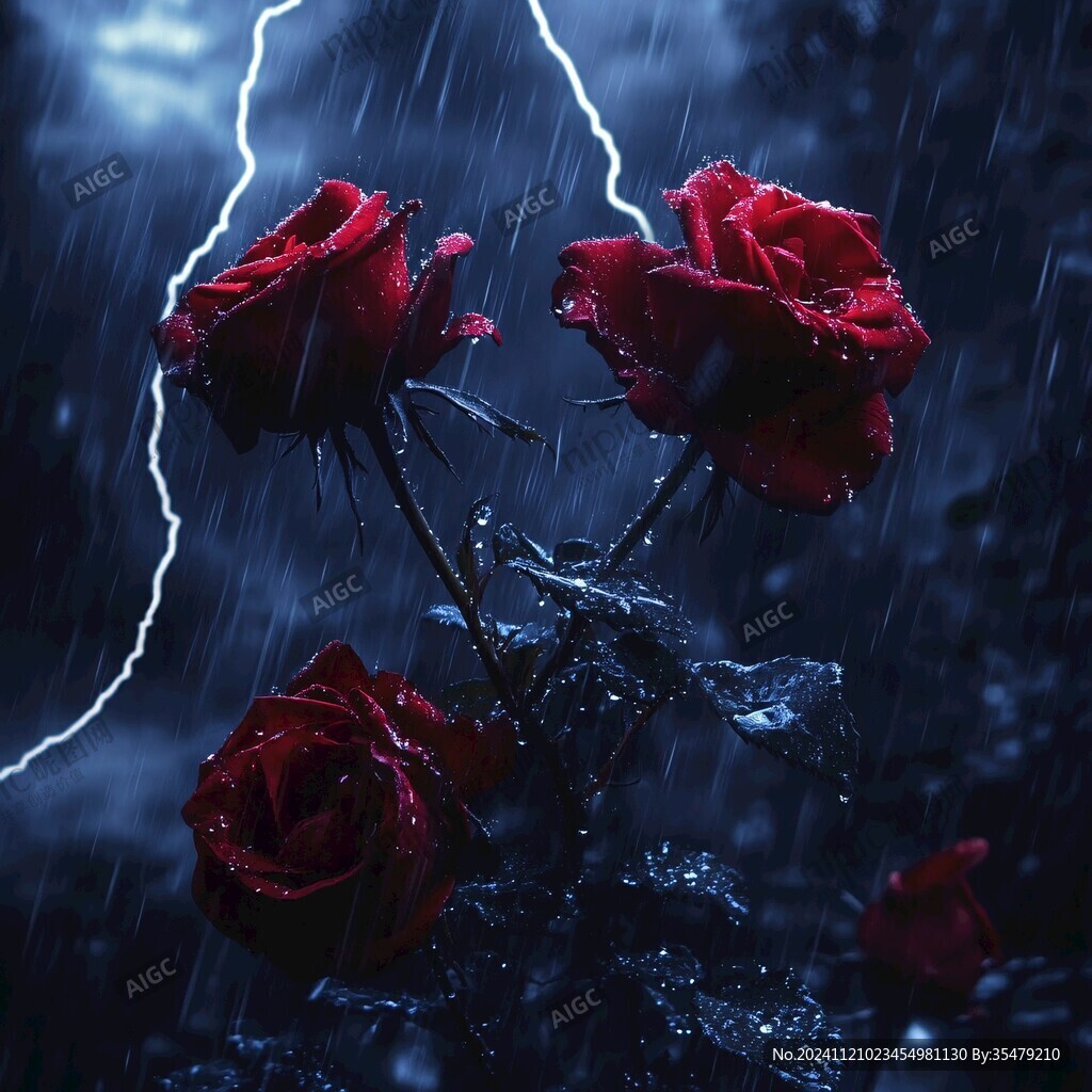 红色雨露玫瑰花