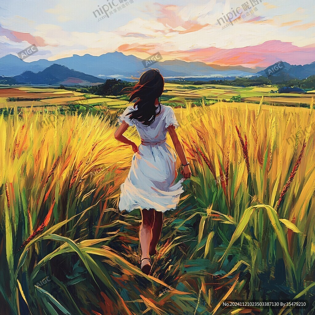 稻田与少女