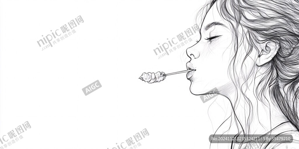 女人侧脸线稿