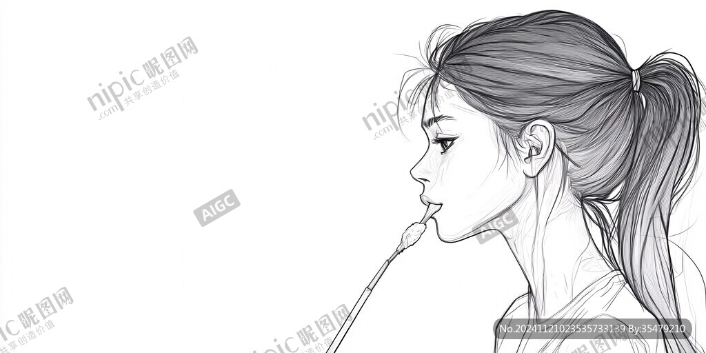 女人侧脸线稿