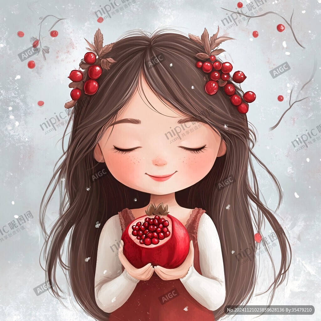 卡通石榴妹妹图片