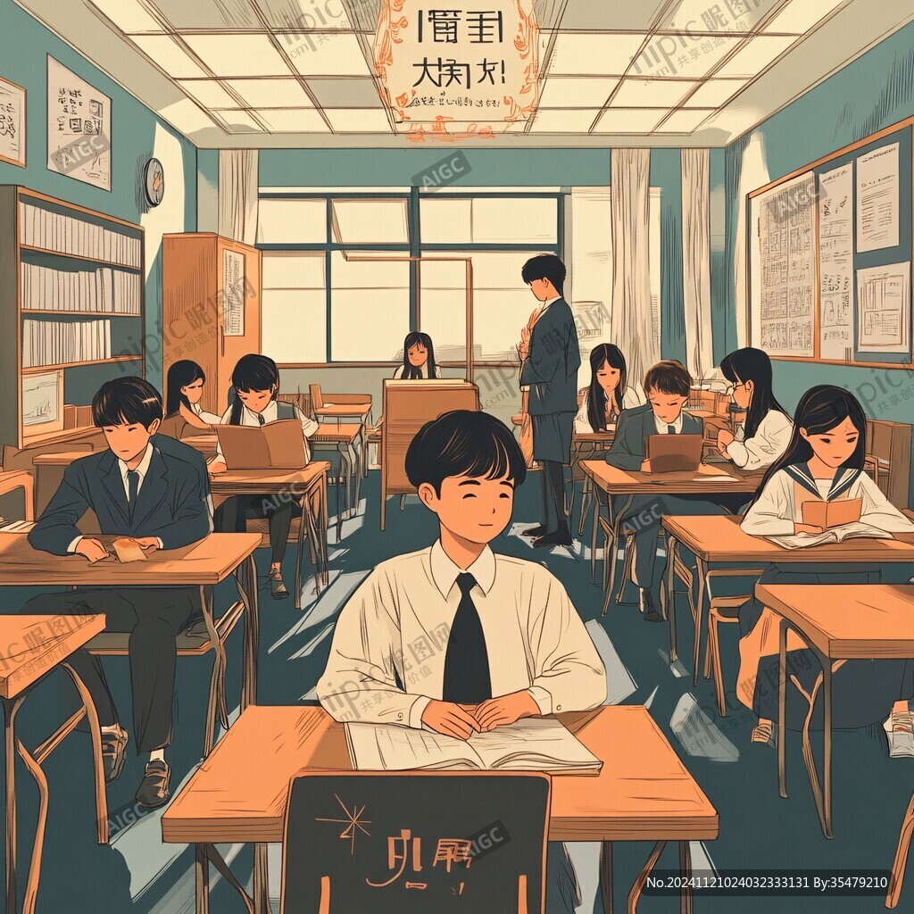 学生场景插画
