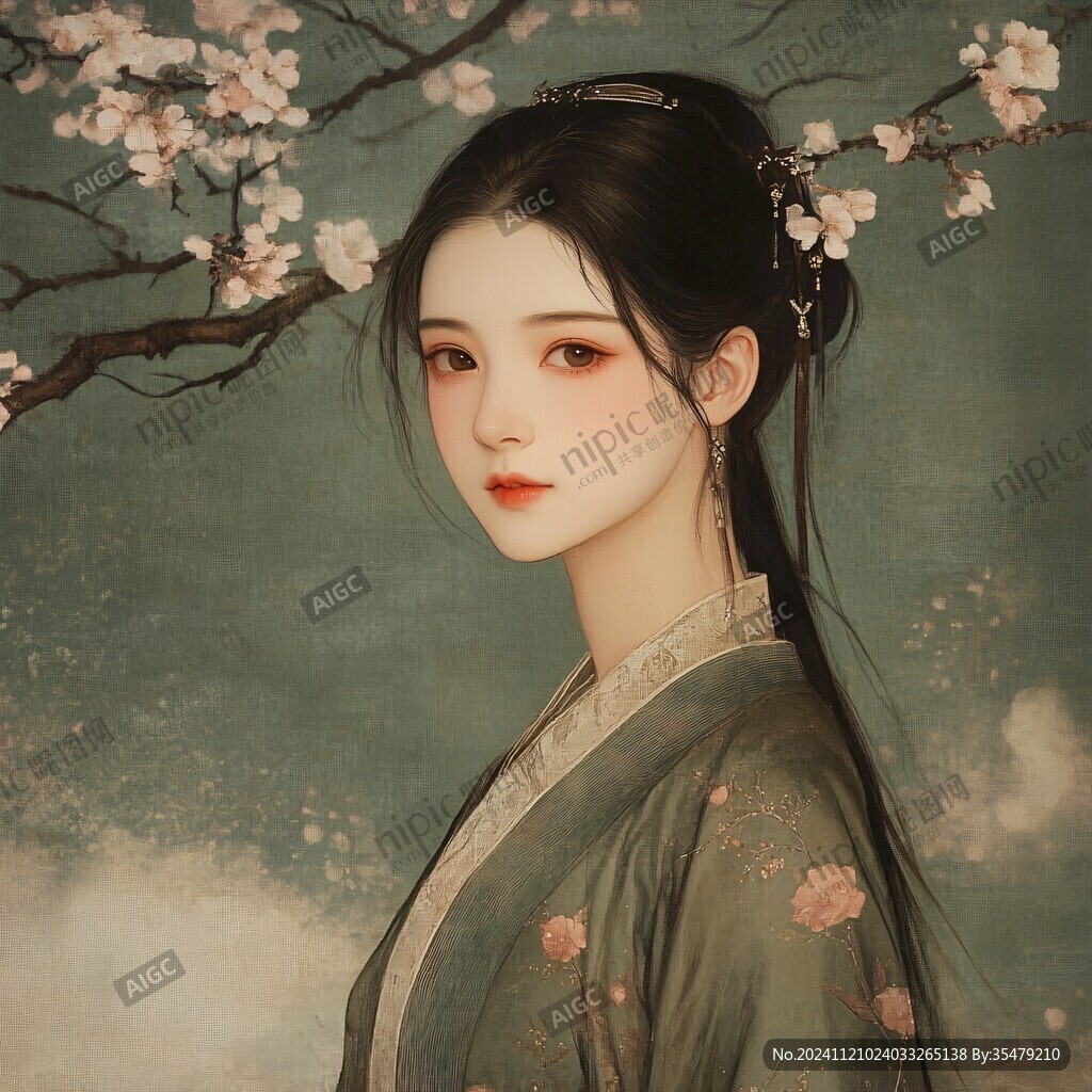 古风美女头像插画封面