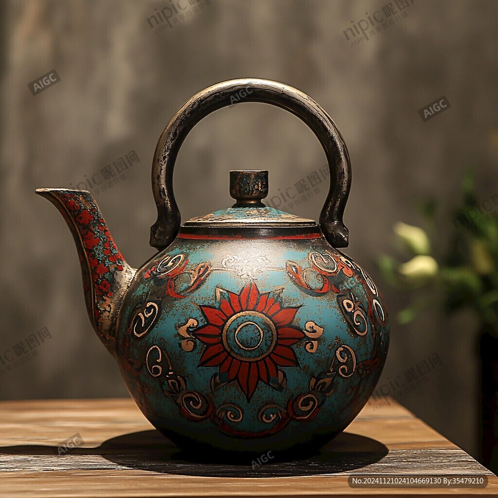 点彩盘口壶