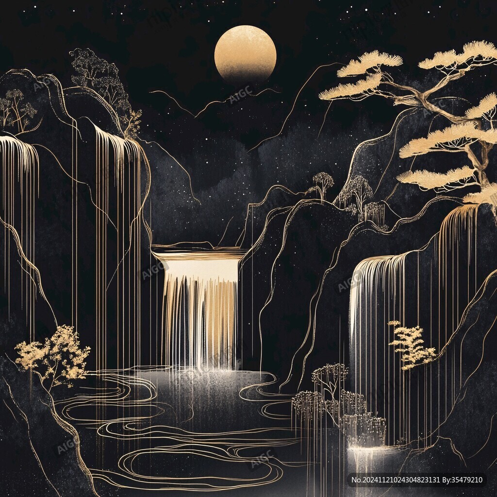 虎溪夜月景点插画