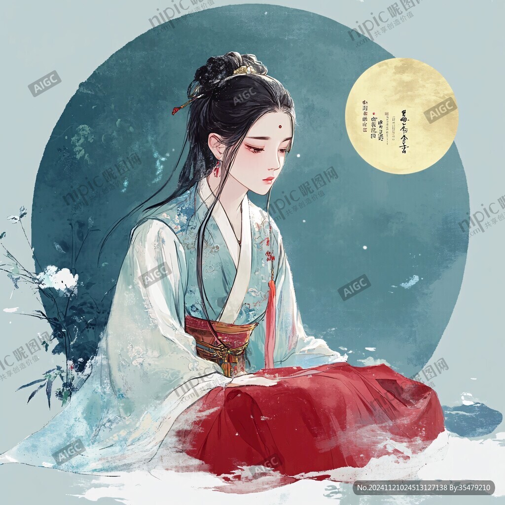 古风美女头像插画封面