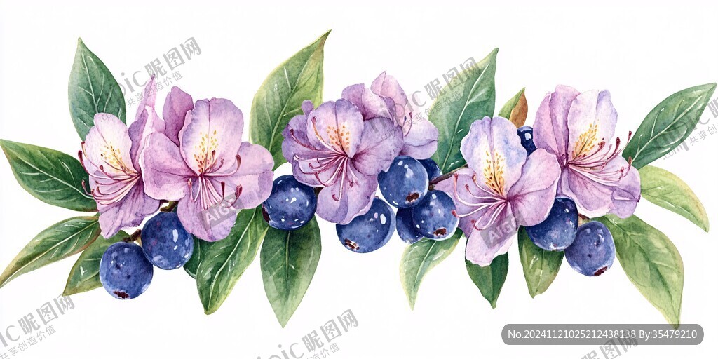 蓝莓枝插画