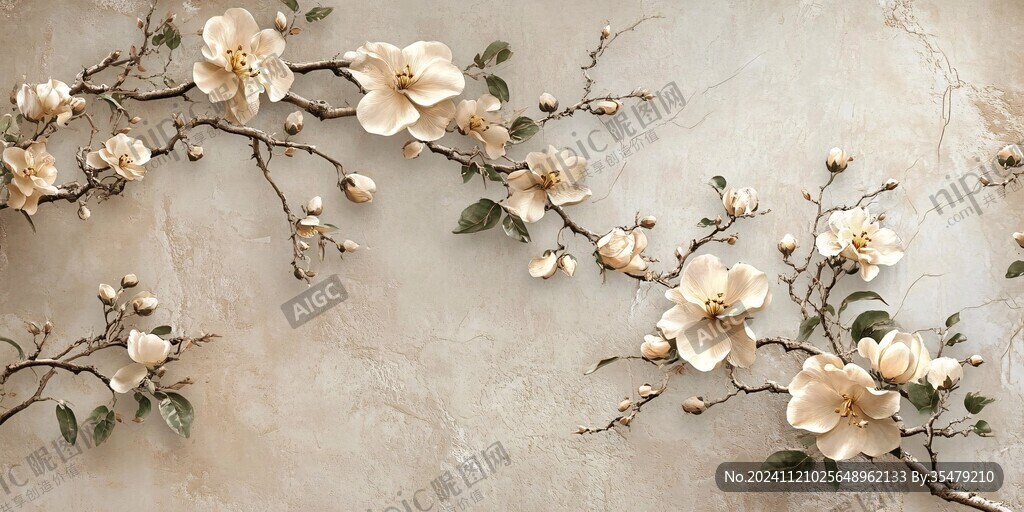 花枝背景墙