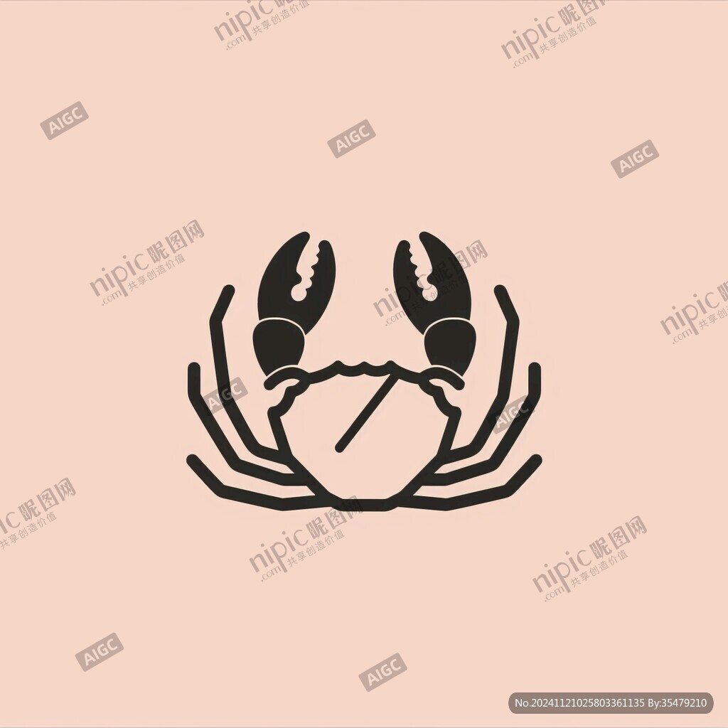 螃蟹插画标志