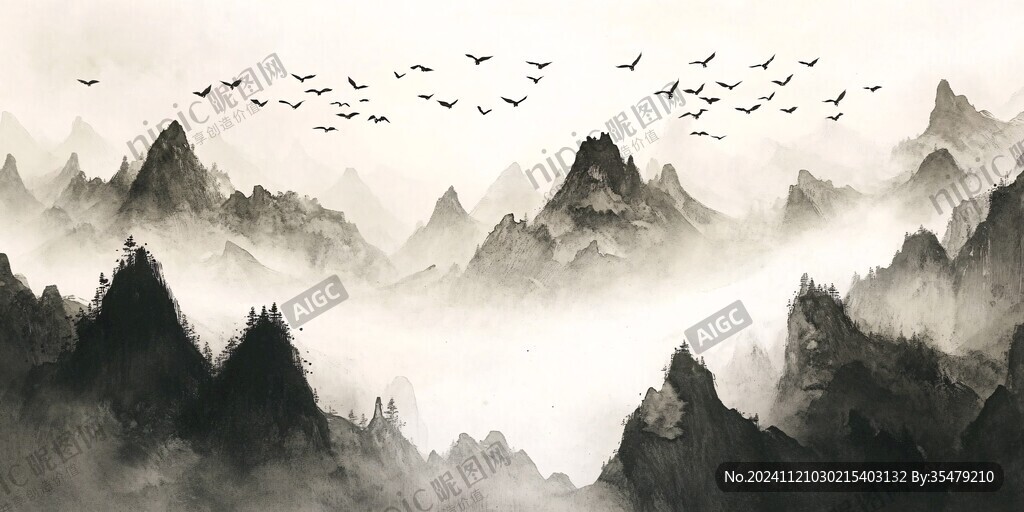 宽幅意境山水画