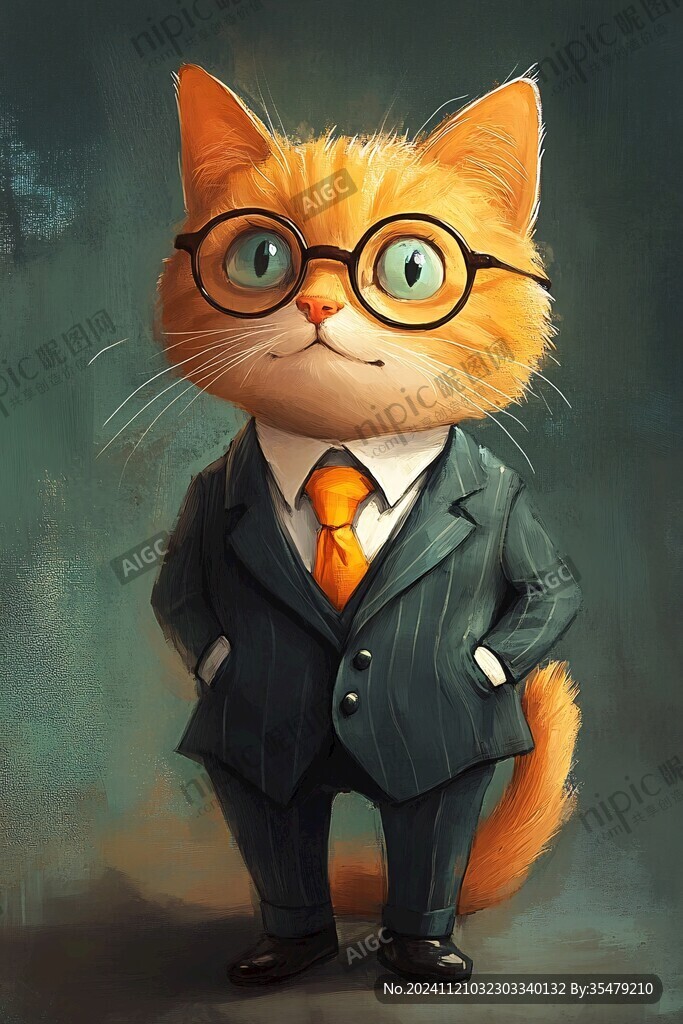 卡通猫戴眼镜的猫叔