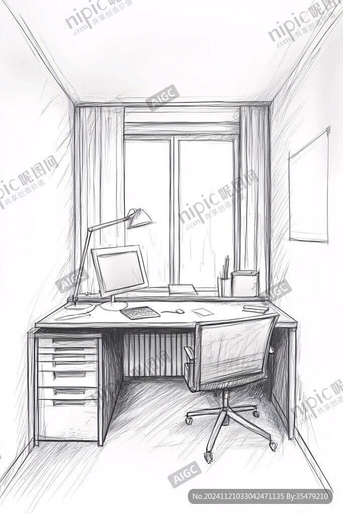书桌插画