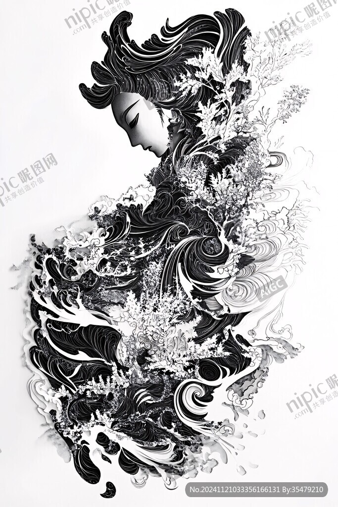 黑白画创意插画