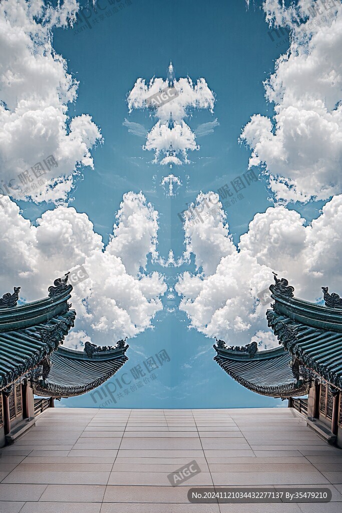 双重檐亭琉璃瓦背景