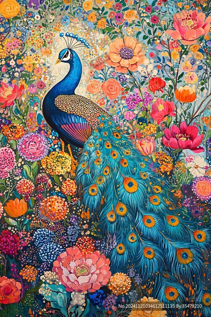 插画百鸟朝凤