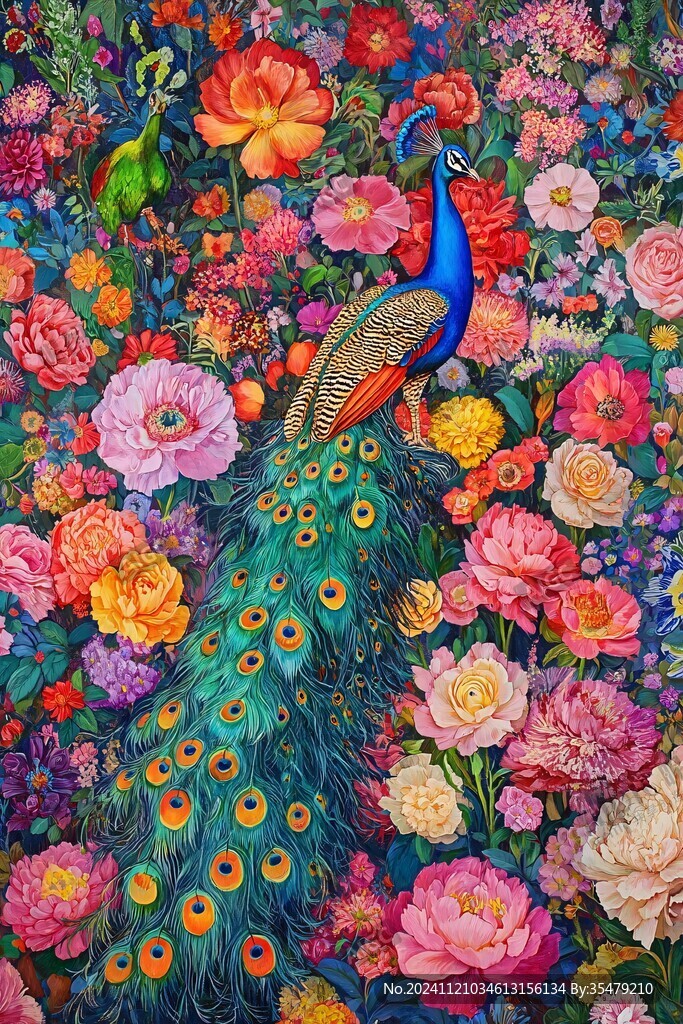 插画百鸟朝凤