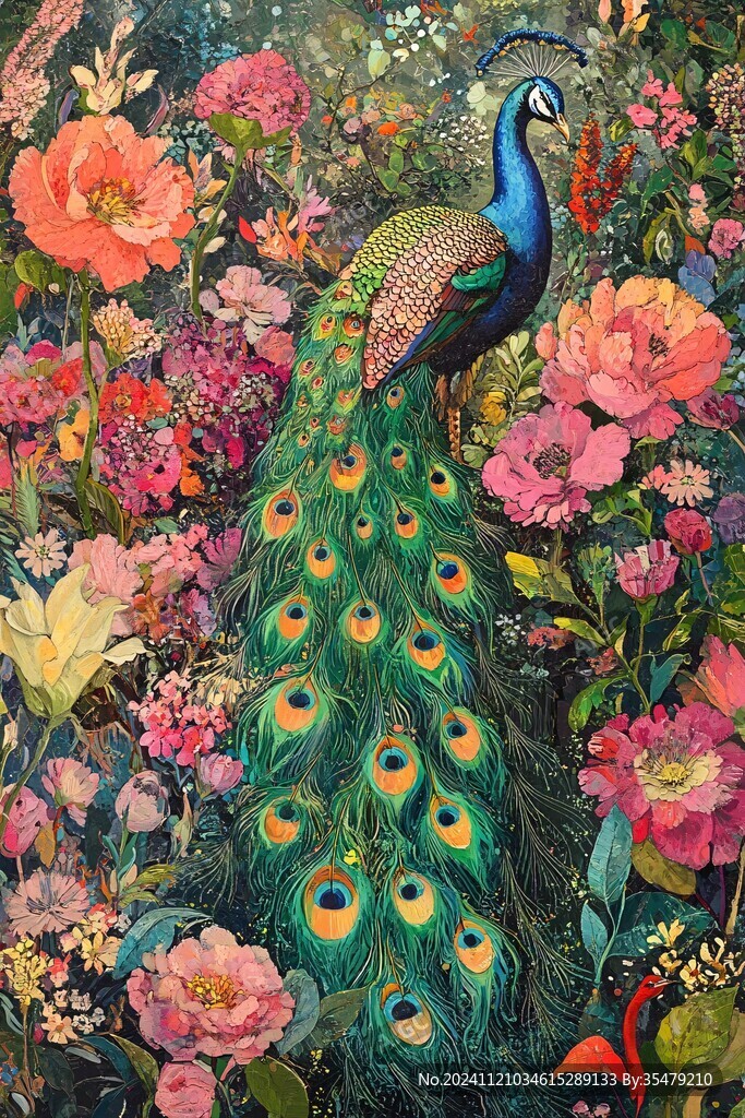插画百鸟朝凤