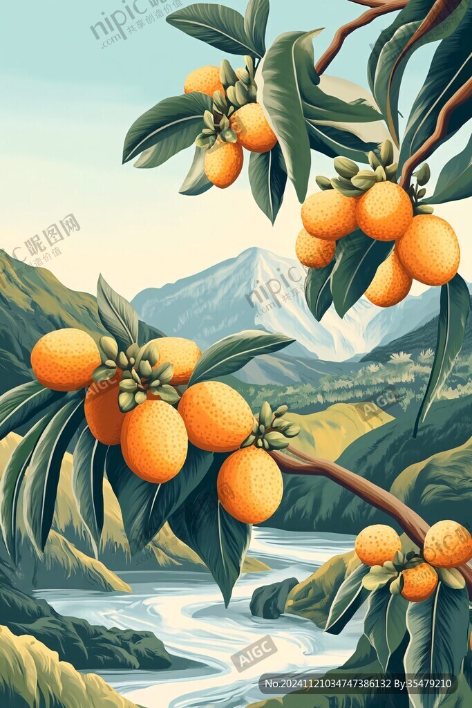 枇杷包装插画