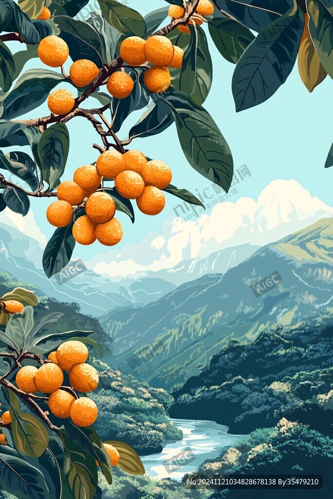 枇杷包装插画
