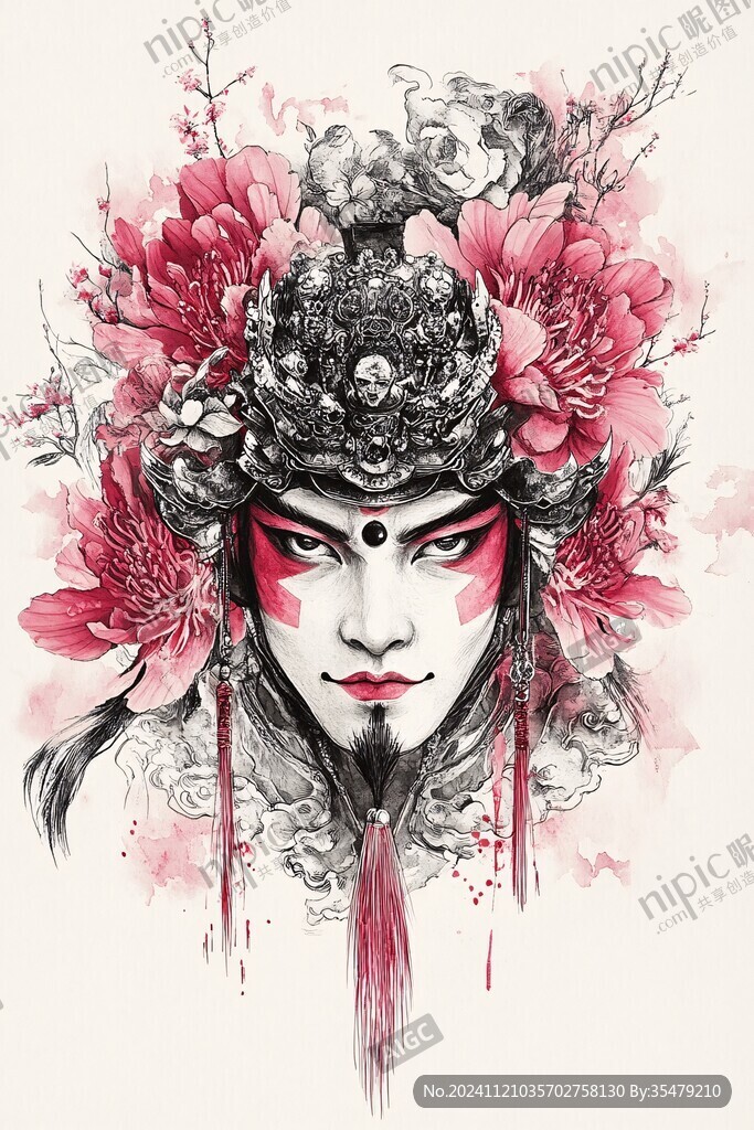 水彩风京剧插画