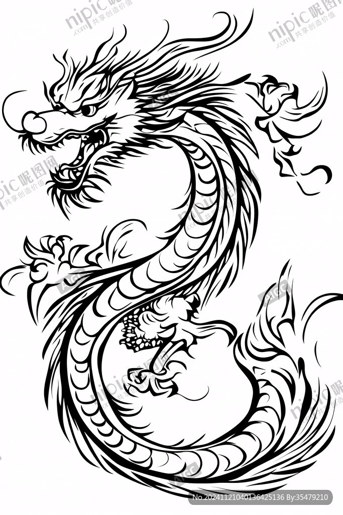 白描手绘龙