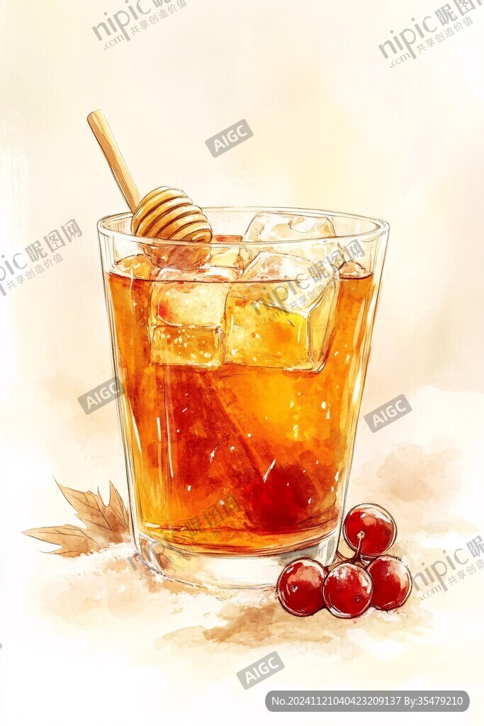 话梅果酒插画