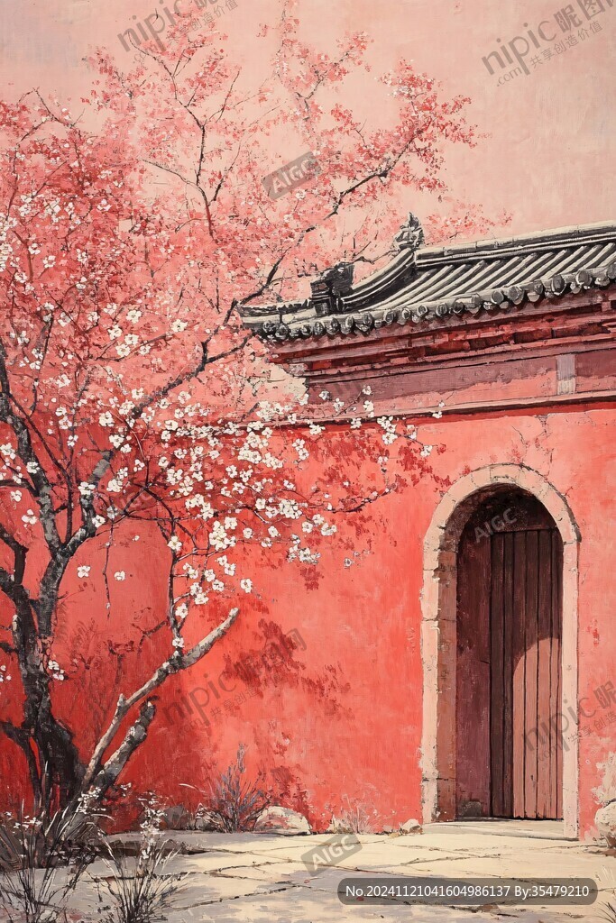 古风红墙壁纸