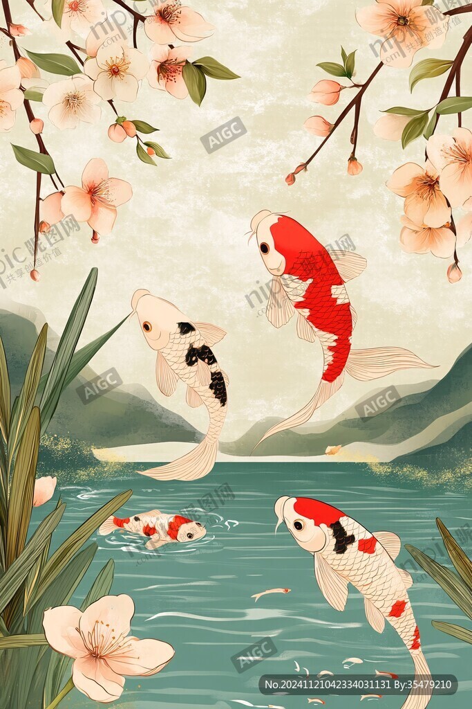 工笔锦鲤