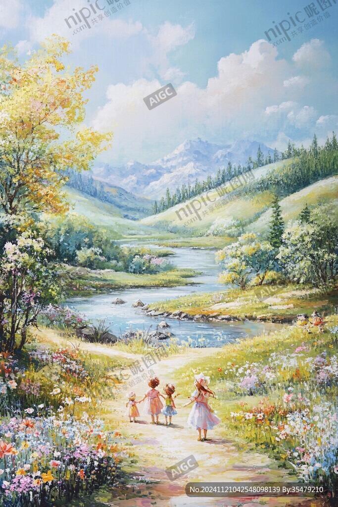 风光人间仙境油画