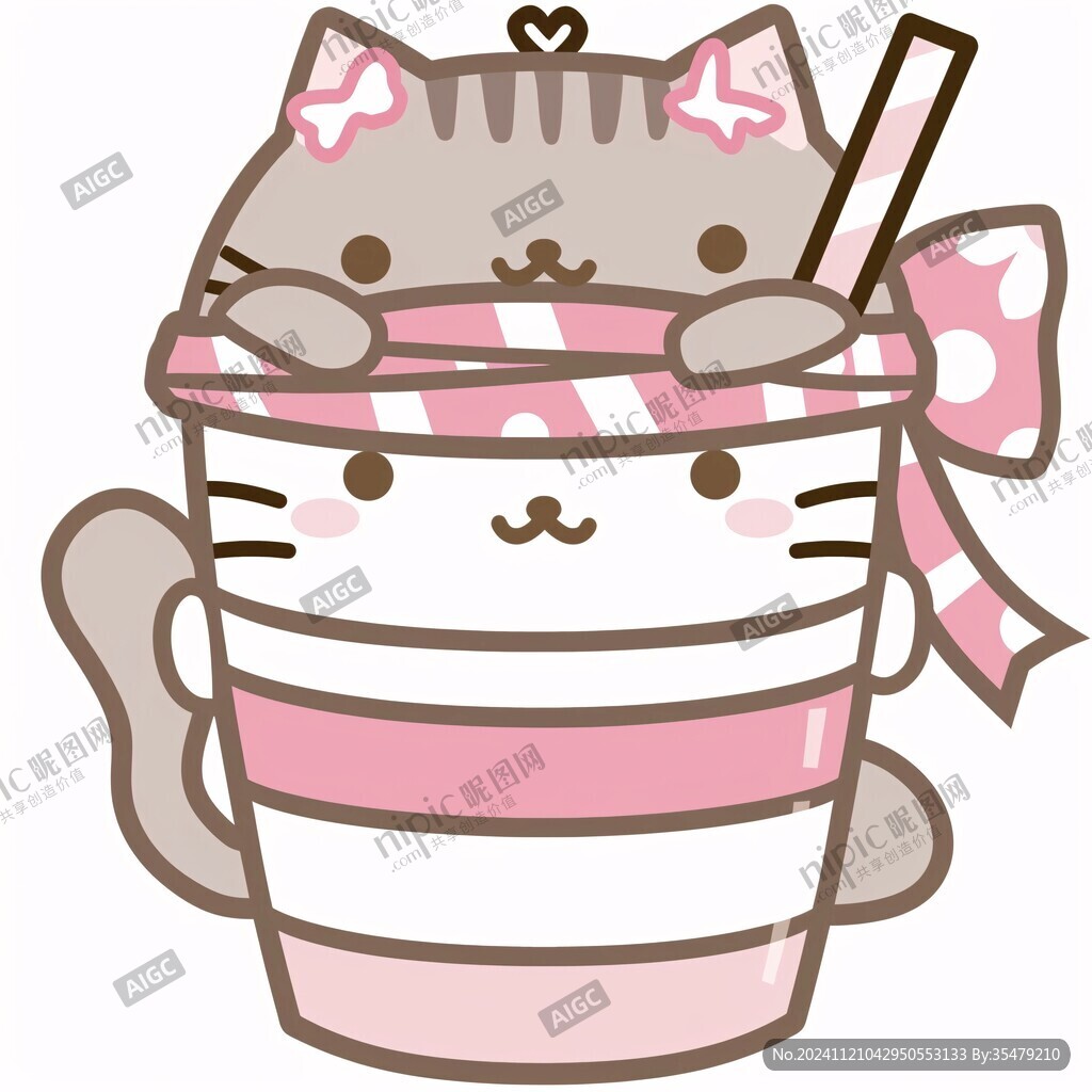 喝奶茶的猫咪插画