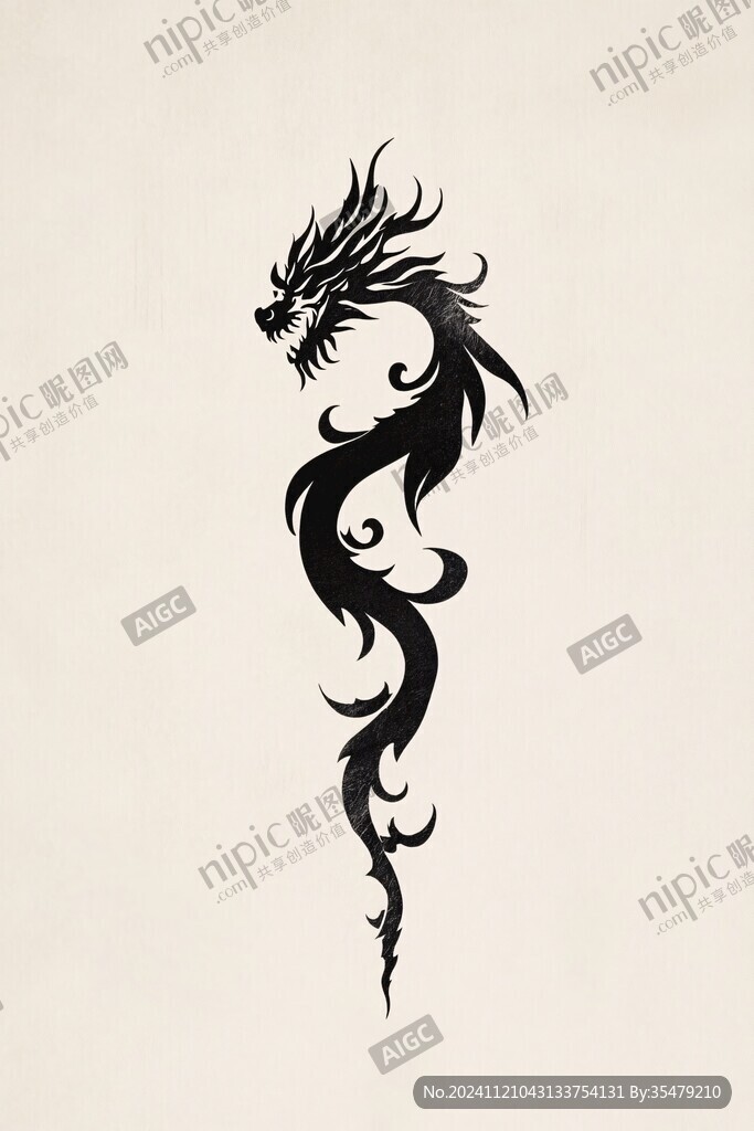 腾龙剪影图案