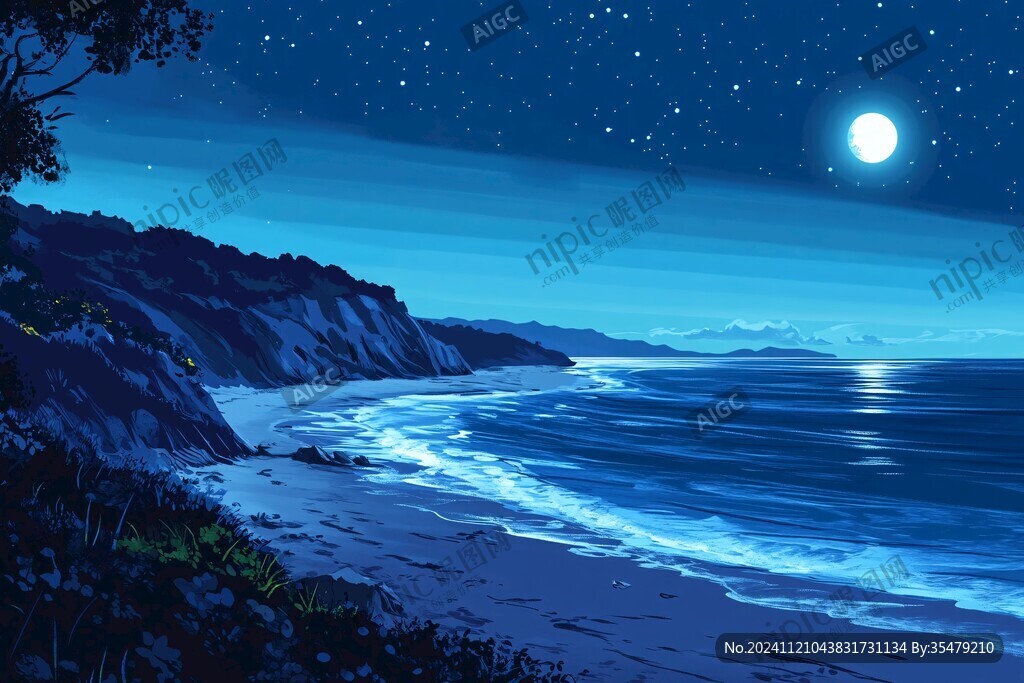 夜海景