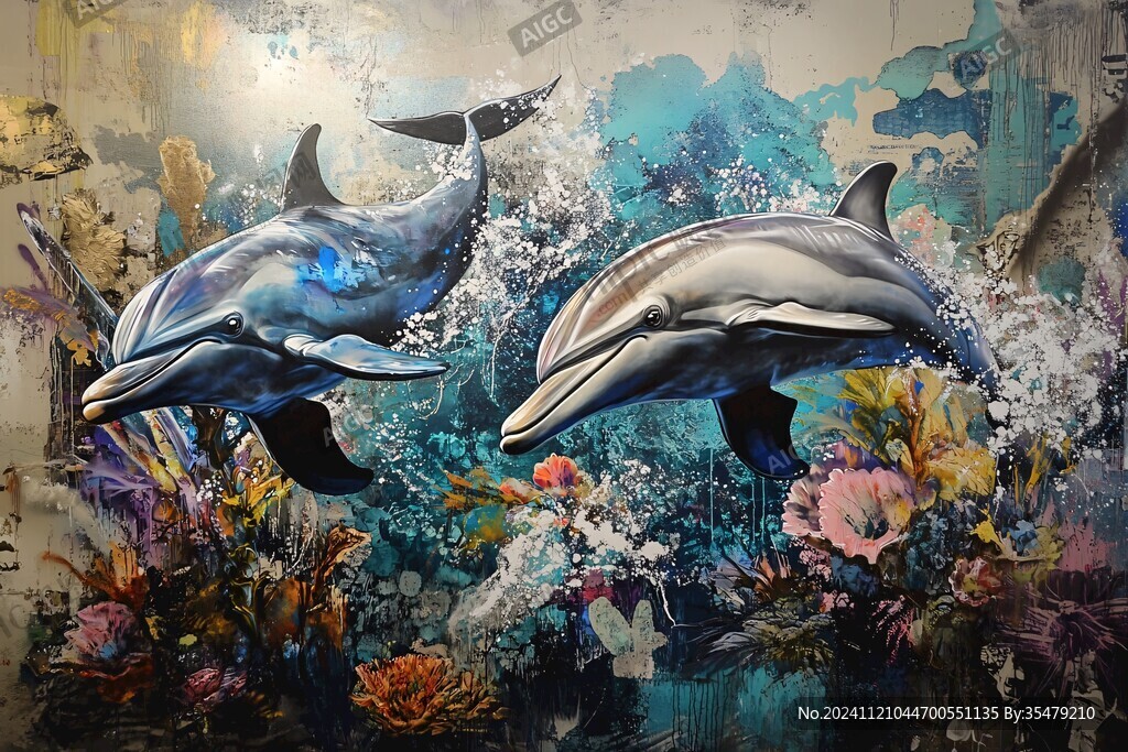 3d海豚壁画