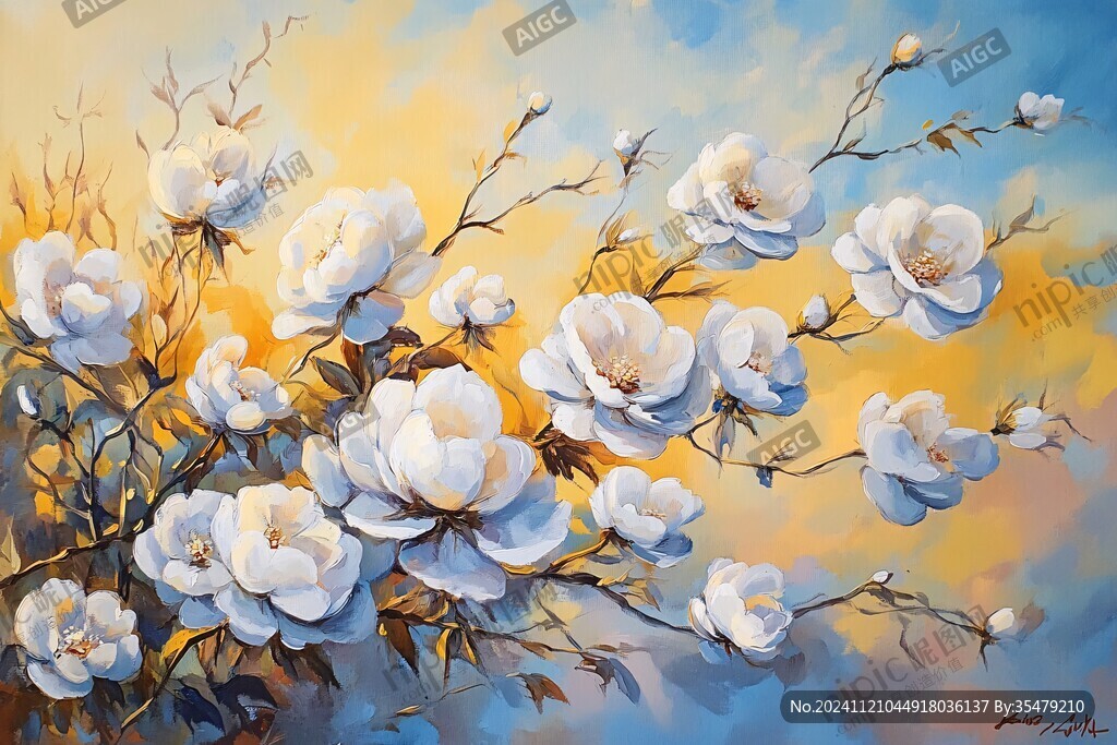 油画山茶花