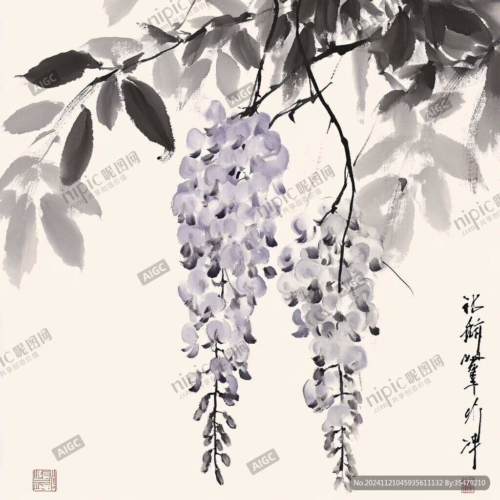 紫藤花手绘