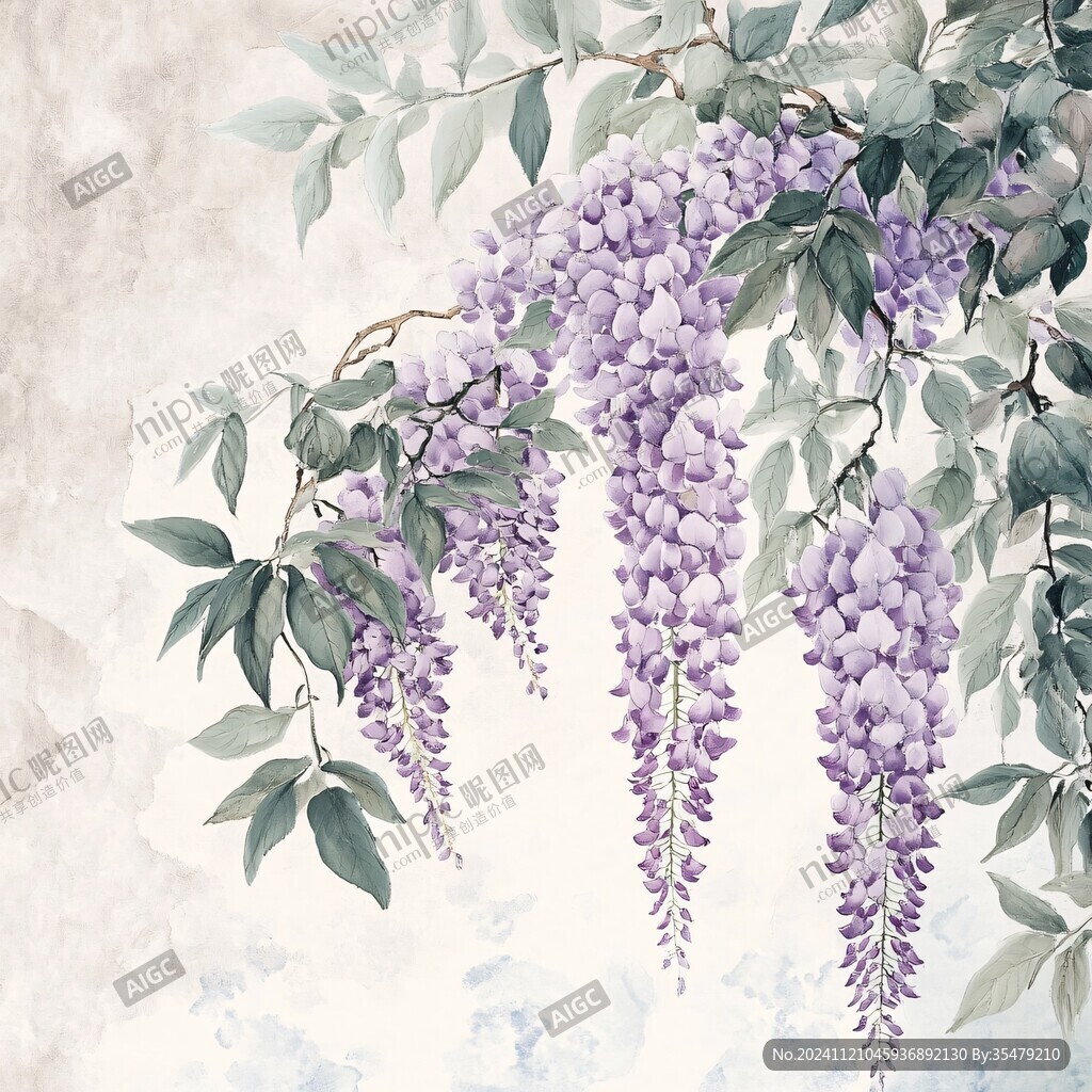 紫藤花插画