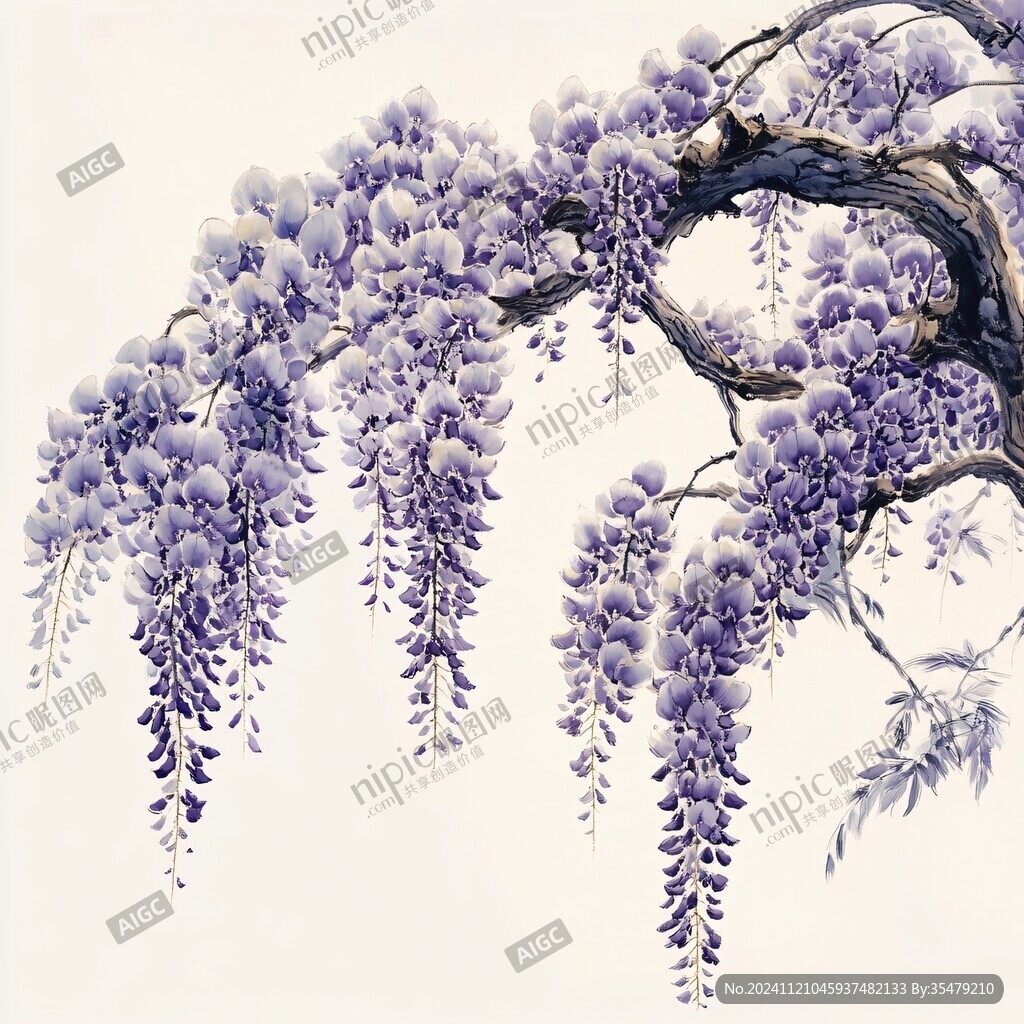 紫藤花手绘